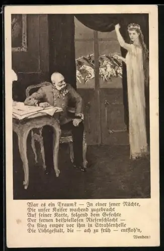 AK Kaiser Franz Josef I. von Österreich träumt von Kaiserin Elisabeth (Sissi) von Österreich