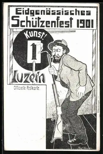 AK Luzern, Eidgenössisches Schützenfest 1901, Schütze mit Gewehr