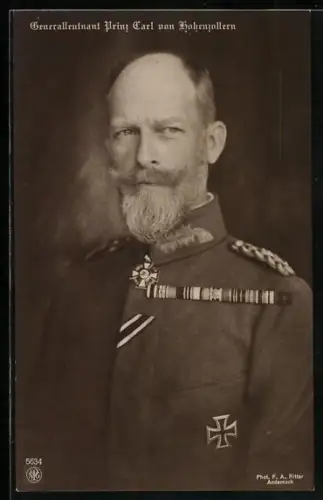 AK Porträt Generalleutnant Prinz Carl von Hohenzollern in Uniform mit Orden