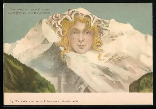 AK Killinger Nr. 111, Berg mit schönem Frauengesicht, Eine Jungfrau ohne Gleichen, Berg mit Gesicht / Berggesichter