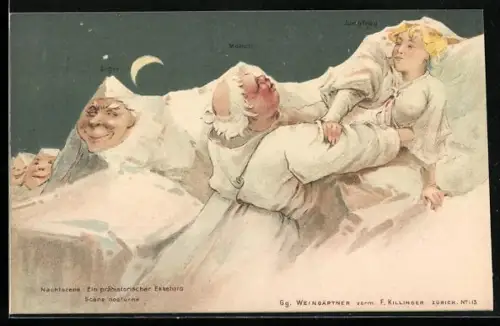 Lithographie Killinger Nr. 113, Eiger, Mönch und Jungfrau, Berg mit Gesicht / Berggesichter