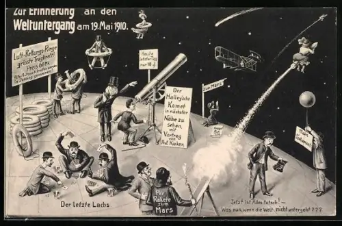 AK Weltuntergang 19. Mai 1910, Leute bereiten sich auf den Weltuntergang vor