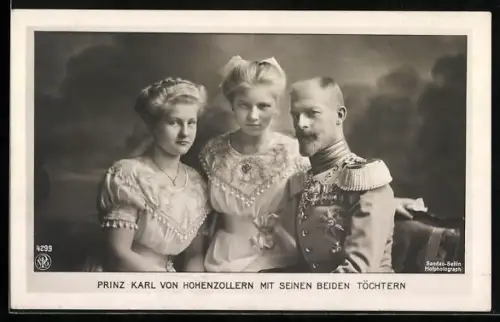AK Prinz Karl von Hohenzollern-Sigmaringen mit seinen Töchtern Stephanie und Marie