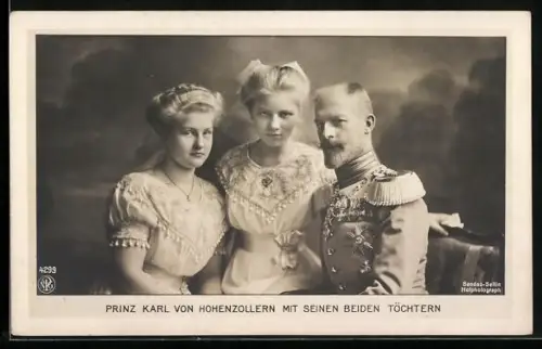 AK Prinz Karl von Hohenzollern-Sigmaringen mit seinen Töchtern Stephanie und Marie
