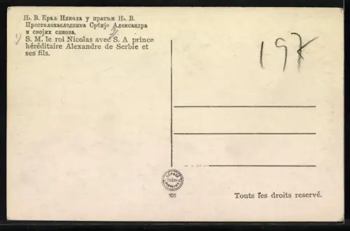 AK Roi Nicolas avec prince héréditaire Alexandre de Serbie et ses fils