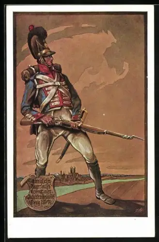 AK Soldat des 1. Infanterie-Regiment im Jahre 1813