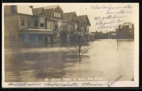 AK Wheeling, WV, Street Scene in Belle Isle Park, Hochwasser