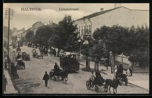 AK Bialystok, Strassenbahn in der Eichenstrasse