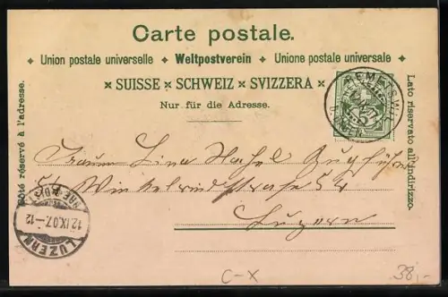 Lithographie Remetschwil, Wirtschaft Rütishauser, Handlung A. Zeindler, Ortsansicht