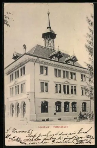 AK Lenzburg, Blick zum Postgebäude