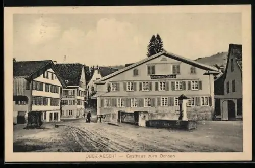 AK Ober-Aegeri, Gasthaus zum Ochsen, Litfasssäule