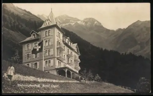 AK Niederrickenbach, Hotel Engel mit Bergpanorama