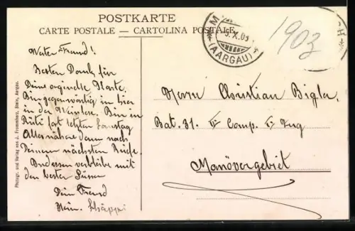 AK Mandach, Gasthaus zum Hirschen, Ortsansicht aus der Vogelschau