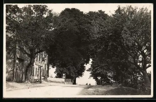 Foto-AK Bözberg, Motorräder vor dem Gasthaus zu den vier Linden 1929
