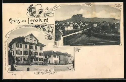 AK Lenzburg, Hotel Sternen v. Schatzmann-Ziegler, Ortsansicht