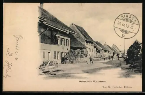 AK Hornussen, Strassenpartie mit Passanten
