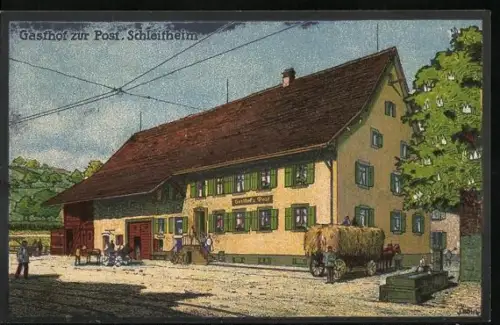 Künstler-AK Schleitheim, Gasthof zur Post