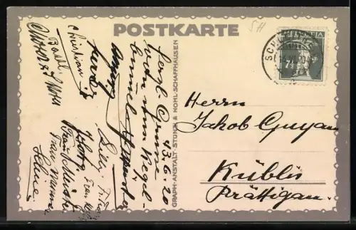 Künstler-AK Schleitheim, Gasthof zur Post