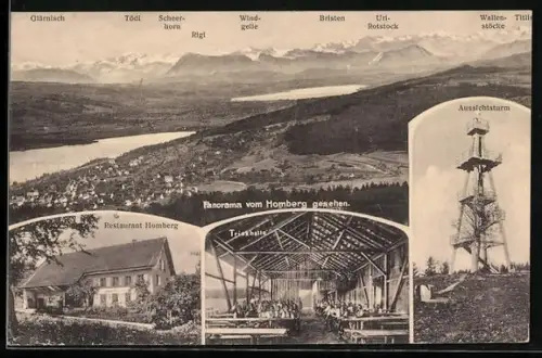 AK Reinach /AG, Gruss vom Homberg, Restaurant, Trinkhalle, Aussichtsturm