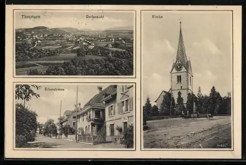 AK Thayngen, Biberstrasse, Kirche, Ortsansicht
