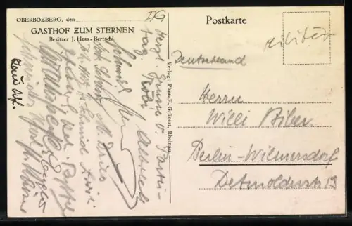 AK Oberbözberg, Gasthaus zum Sternen J. Hess-Bertschi