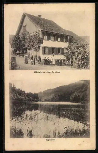 AK Bergdietikon, Wirtshaus zum Egelsee, Partie am Egelsee