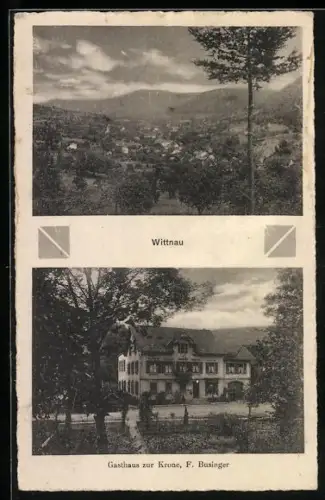 AK Wittnau, Gasthaus zur Krone v. F. Businger, Ortsansicht