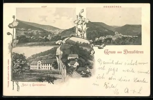 AK Densbüren, Schul- & Gemeindehaus, Asp, Ortsansicht