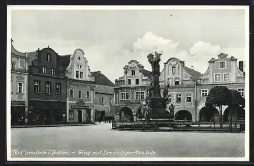 AK Bad Landeck, Ring mit Dreifaltigkeitssäule