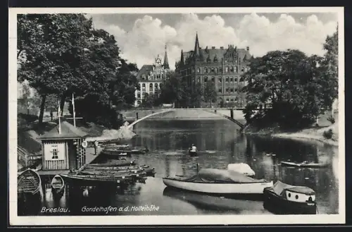 AK Breslau, Gondelhafen an der Holteihöhe