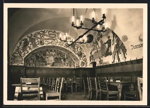 AK Breslau, Restaurant Schweidnitzer Keller im Rathaus, Malerei Prof. Albert Helm