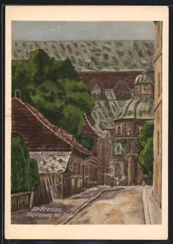 AK Breslau, Altstadt, Kapitelweg mit Dom