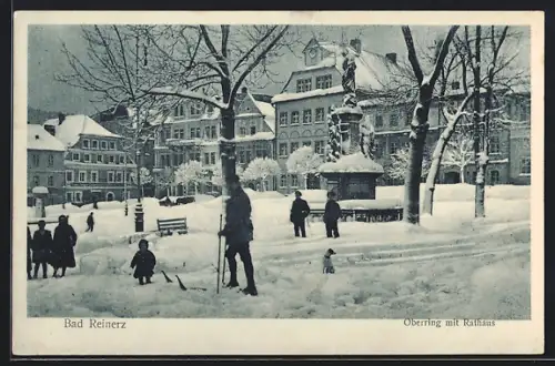 AK Bad Reinerz, Oberring mit Rathaus
