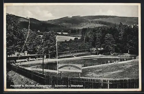 AK Hausdorf bei Neurode, Volksbad Hausdorf, Schwimm- und Strandbad