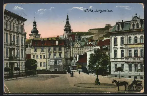 AK Glatz, Sellgittplatz, Hotel Weisses Ross