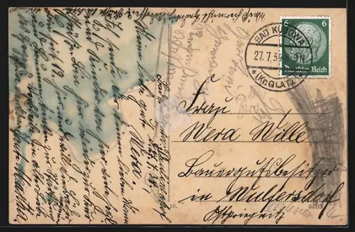 AK Bad Kudowa, Panorama gegen die Berge