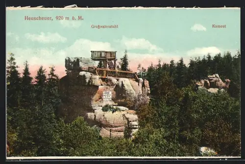 AK Heuscheuer, Grossvaterstuhl mit Aussichtsgerüst, Kameel-Gipfel