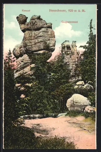 AK Wünschelburg, Kamel und Grossvaterstuhl auf dem Heuscheuer (920m)