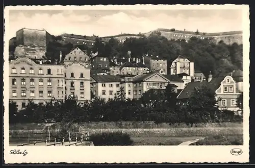 AK Glatz, Ortsansicht mit der Festung Glatz