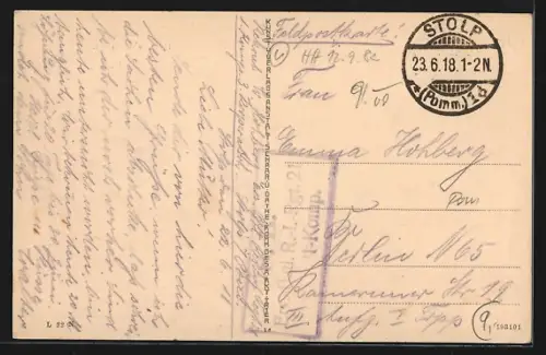 AK Stolp i. Pom., Partie an der Stolpe