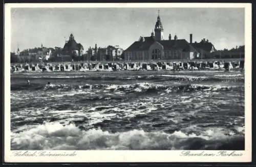 AK Swinemünde, Strand am Kurhaus