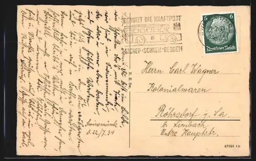 AK Swinemünde, Blick vom Seesteg auf den Strand