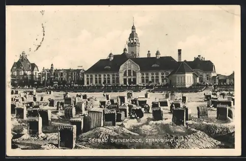 AK Swinemünde, Strand mit Kurhaus
