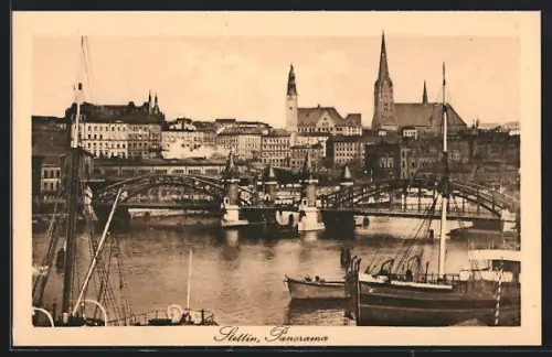AK Stettin, Panoramablick auf die Stadt