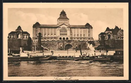 AK Stettin, Städtisches Museum vom Wasser aus