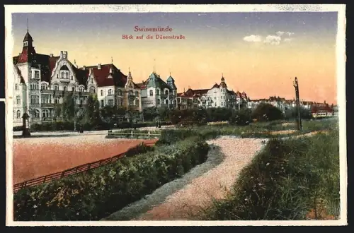 AK Swinemünde, Blick auf die Dünenstrasse