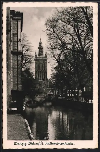 AK Danzig / Gdansk, Blick zur St. Katharinenkirche