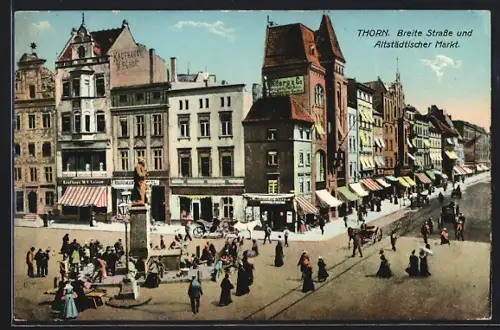 AK Thorn, Breite Strasse und Altstädtischer Markt