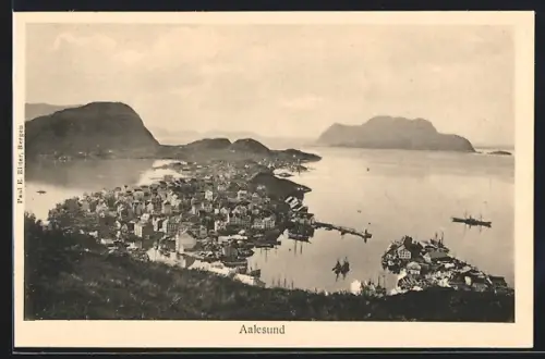 AK Aalesund, Ortsansicht vom Berghang aus