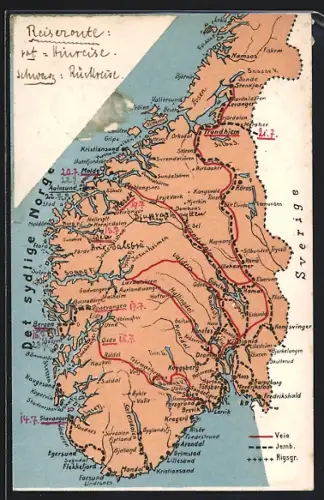AK Bergen, Landkarte von Südnorwegen